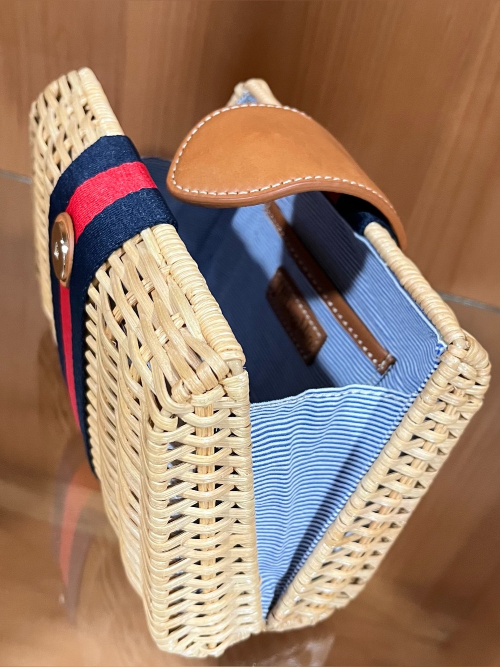J. McLaughlin Wicker Olivia Clutch Natural Stripe - Picture 12 of 17